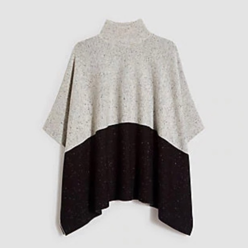 Ann Taylor Cream and Black Poncho